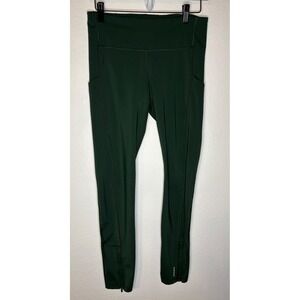 Athleta Ultimate Run 7/8 Tight Leggings Forest Green Medium High Rise Pockets
